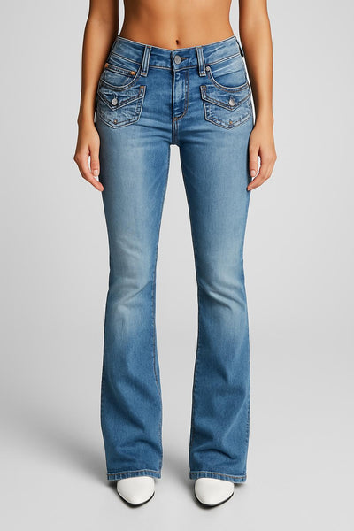 Nava Blue Low-Rise Flare Jeans