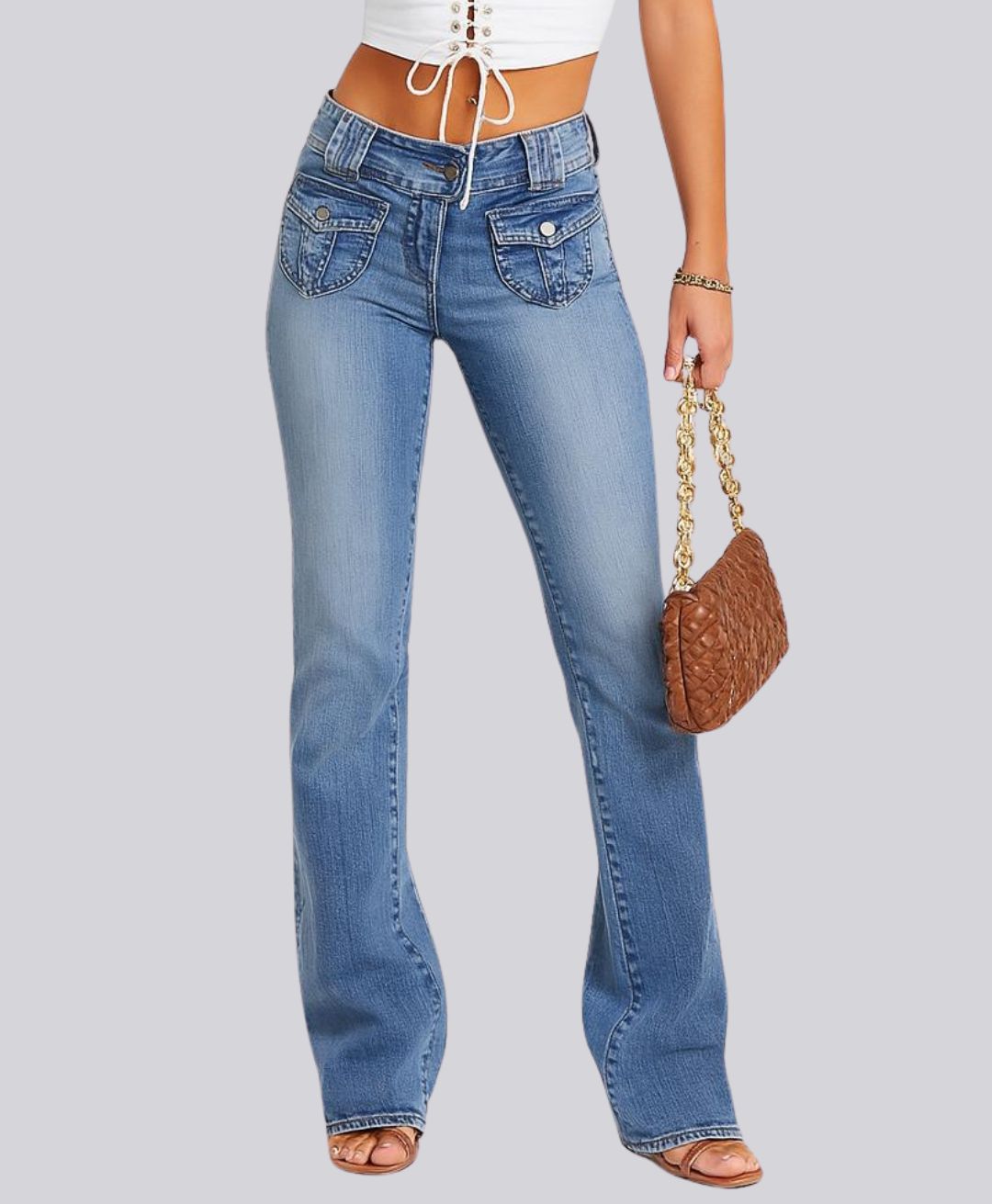 Nava Blue Low-Rise Flare Jeans