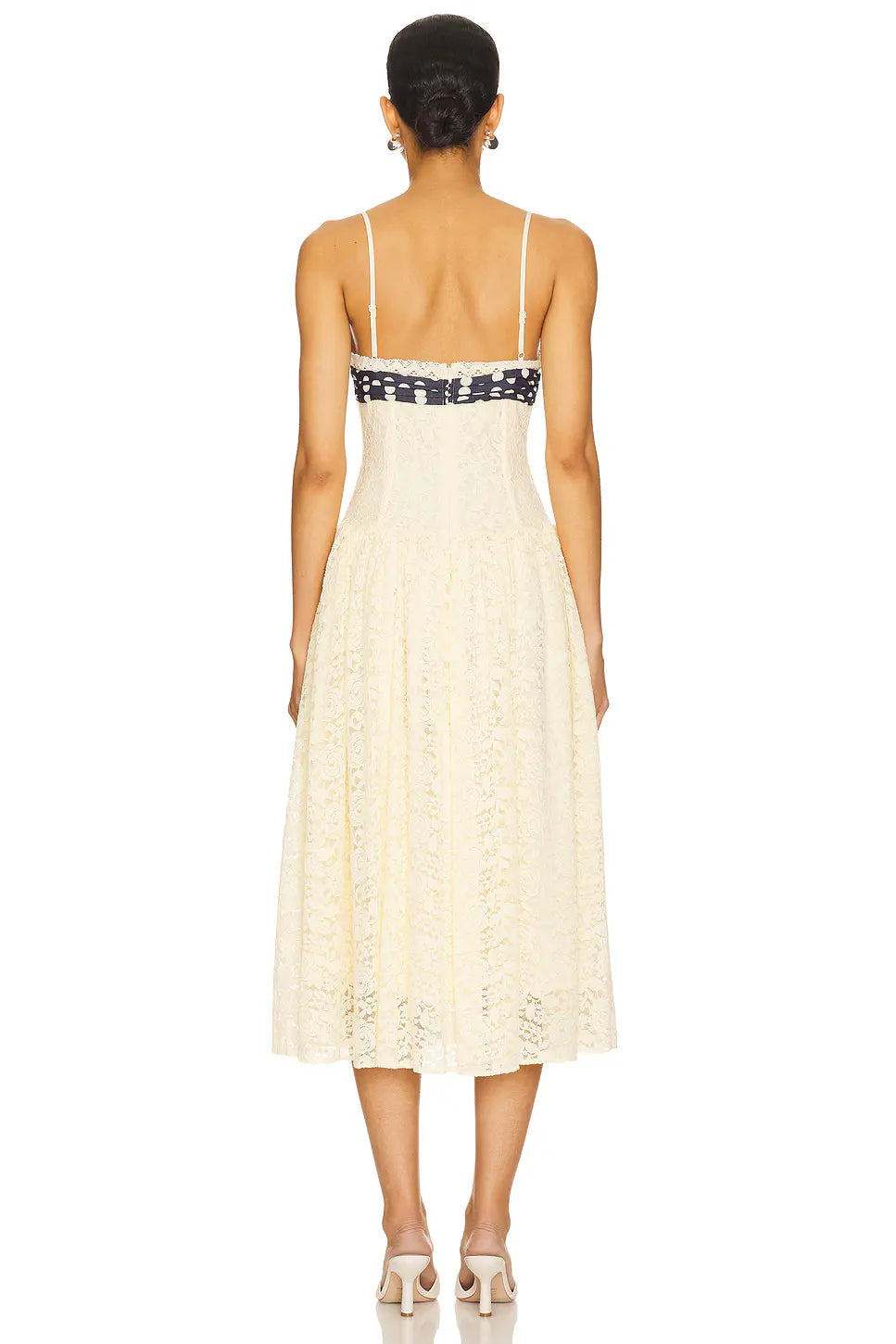 Colette Retro Cream Dress – Lace Polka-Bow